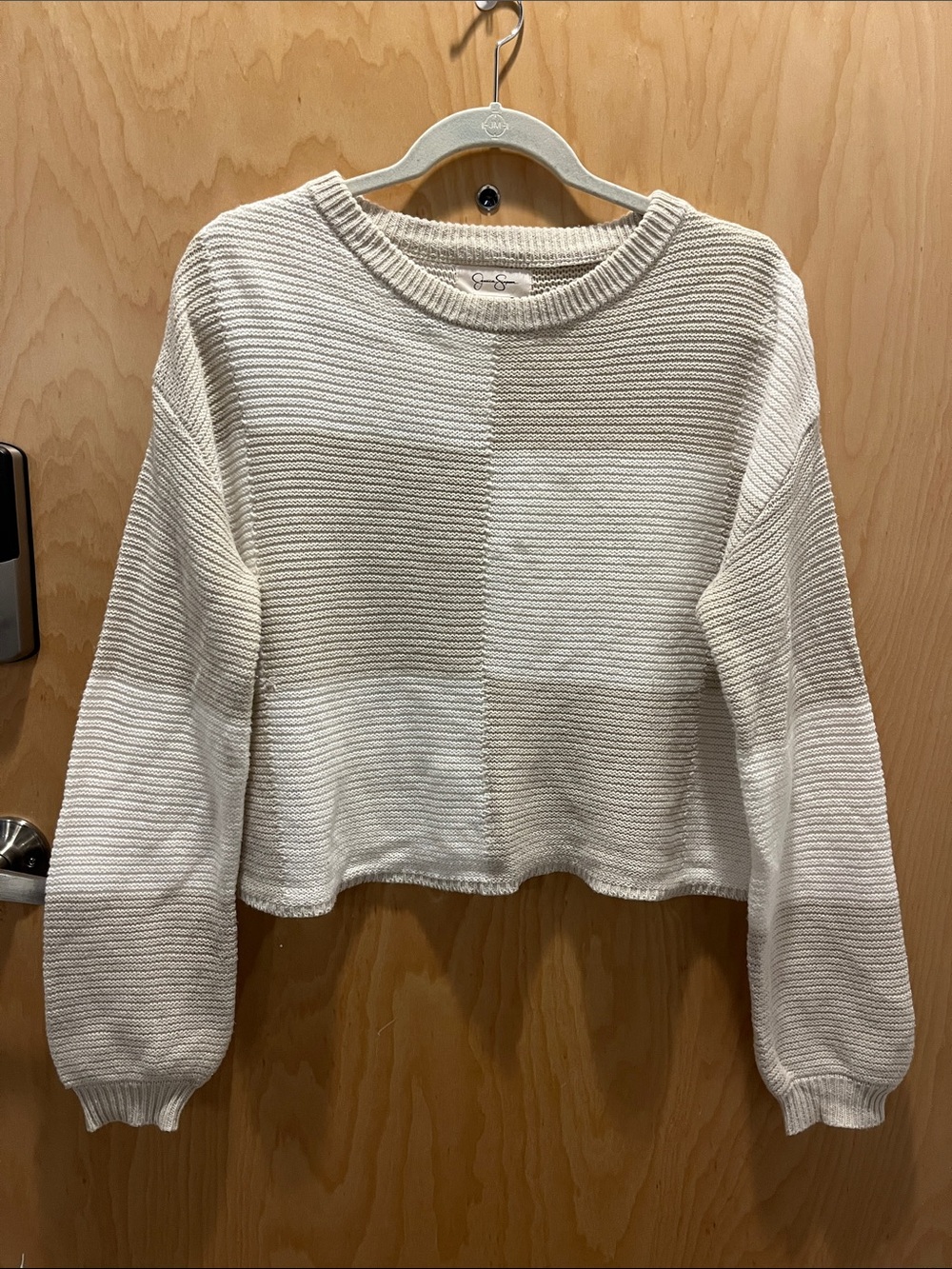 Jessica Simpson Ivory Ribbed Crewneck Pullover